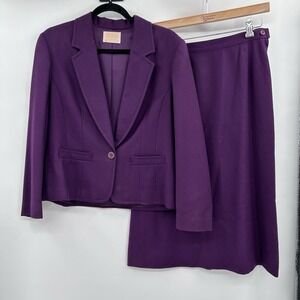 VTG Pendleton Womens‎ Wool Skirt Suit Set Size 8 Purple Classic Career Teacher